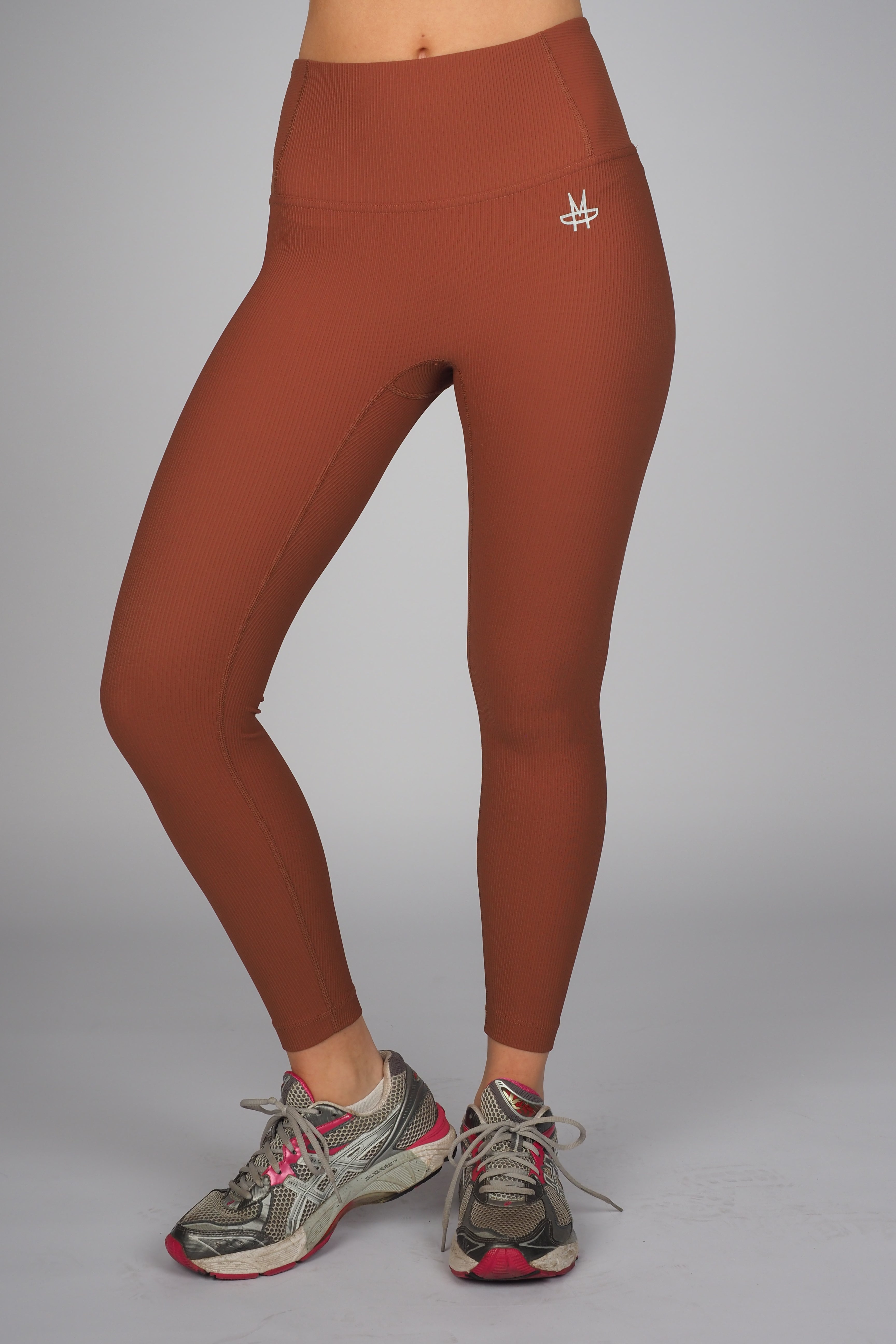 Ribbed Addiction Tights - Bronze Brown