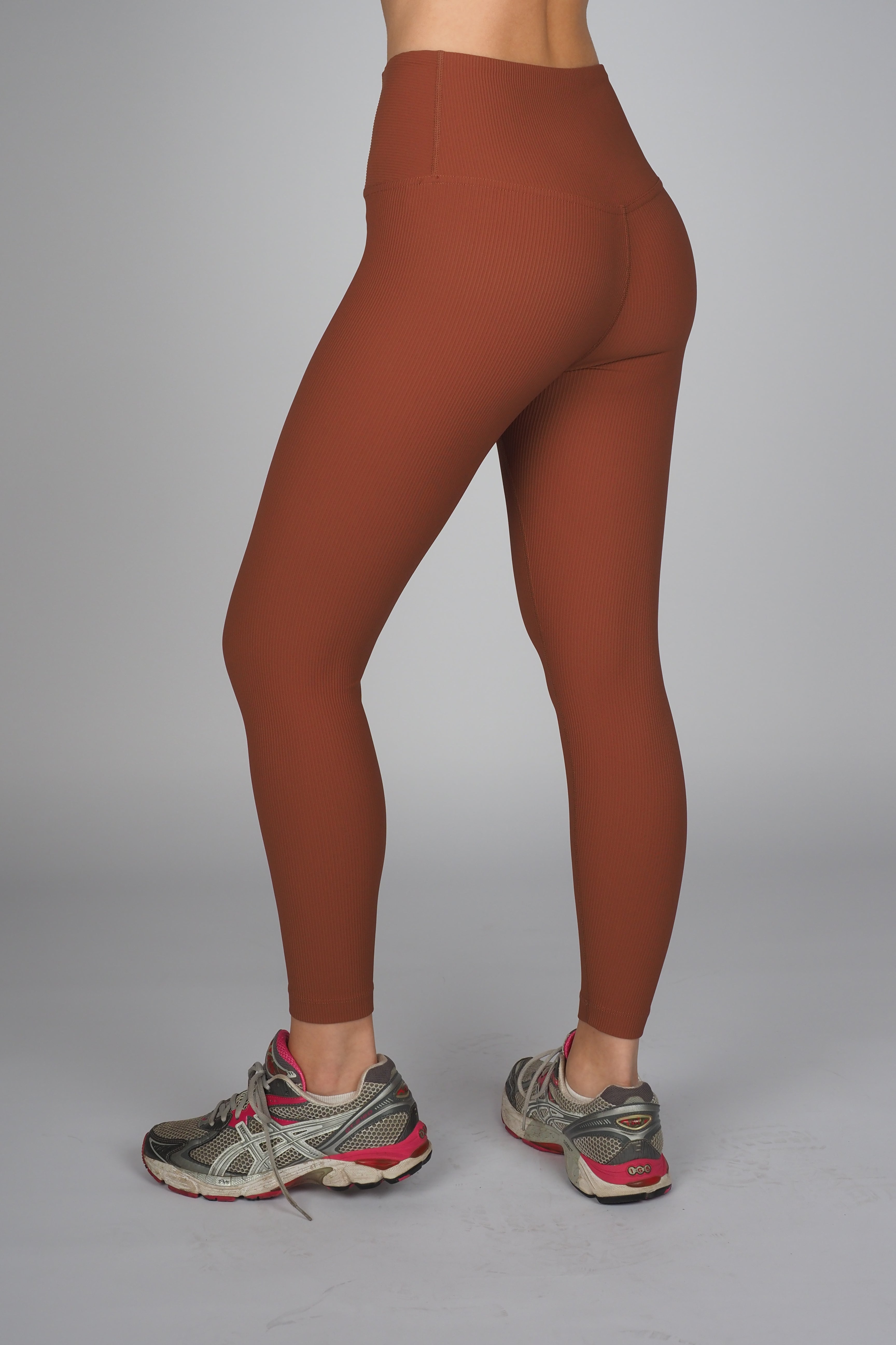 Ribbed Addiction Tights - Bronze Brown