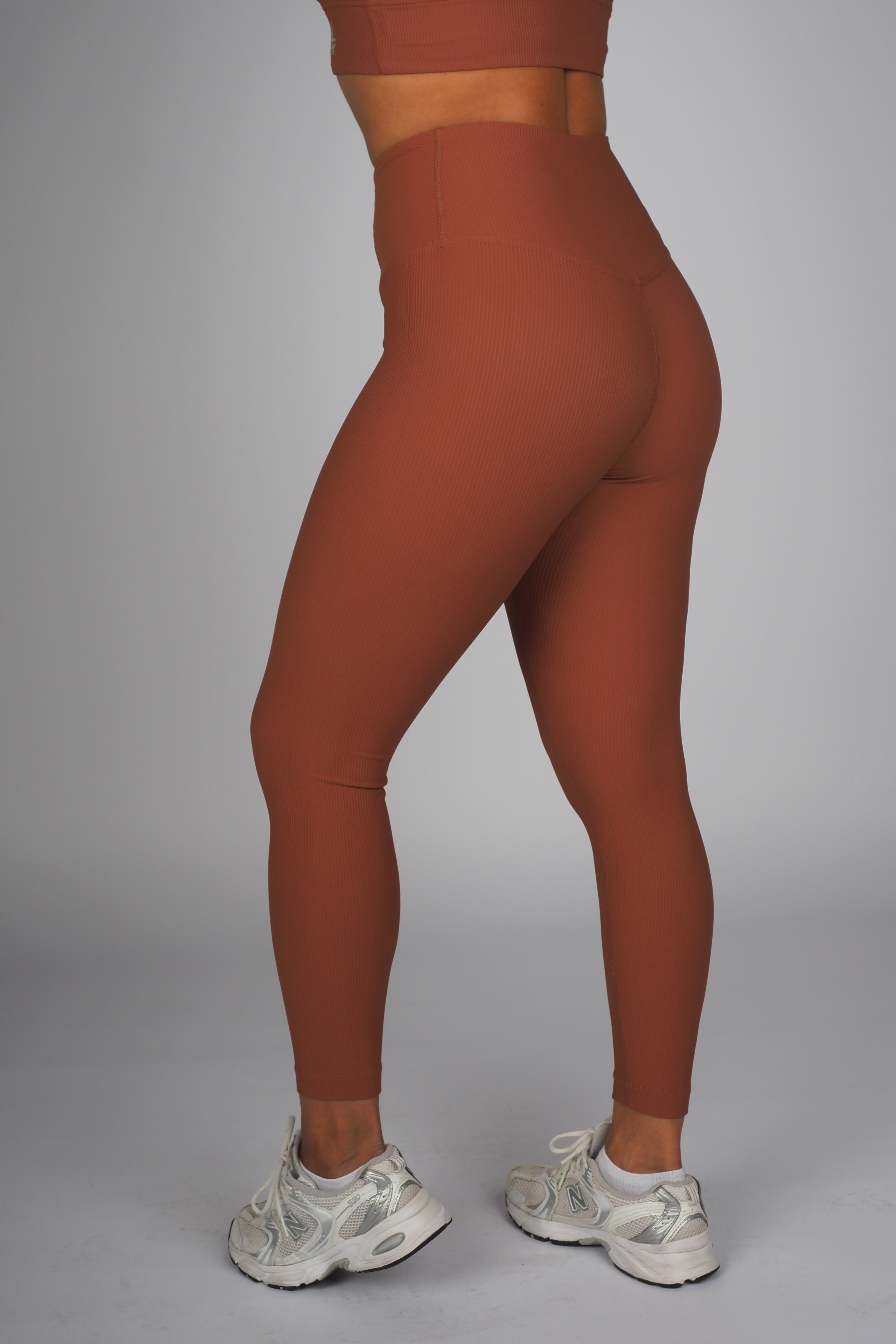 Ribbed Addiction Tights - Bronze Brown