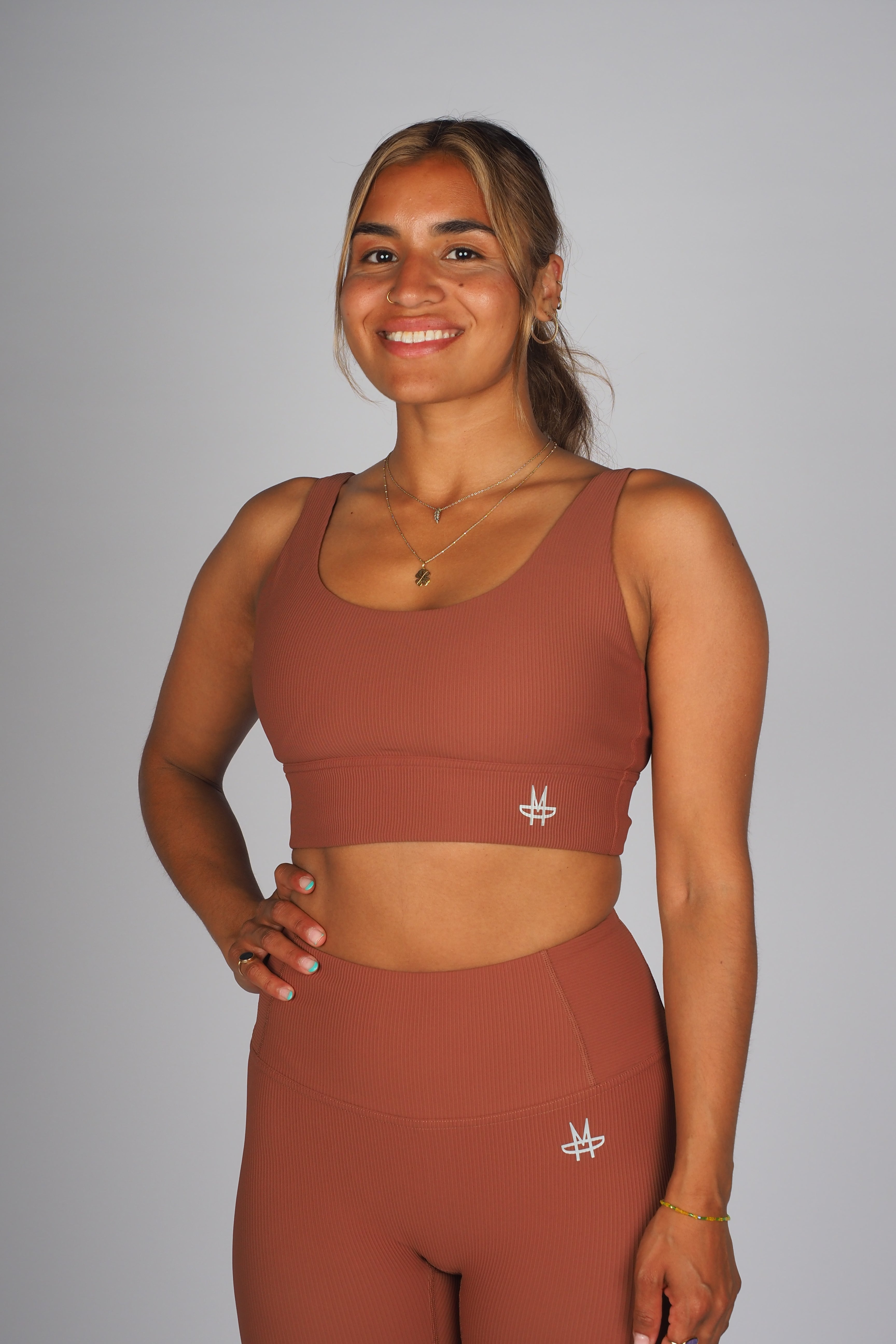 Ribbed Addiction Sports Top - Bronze Brown