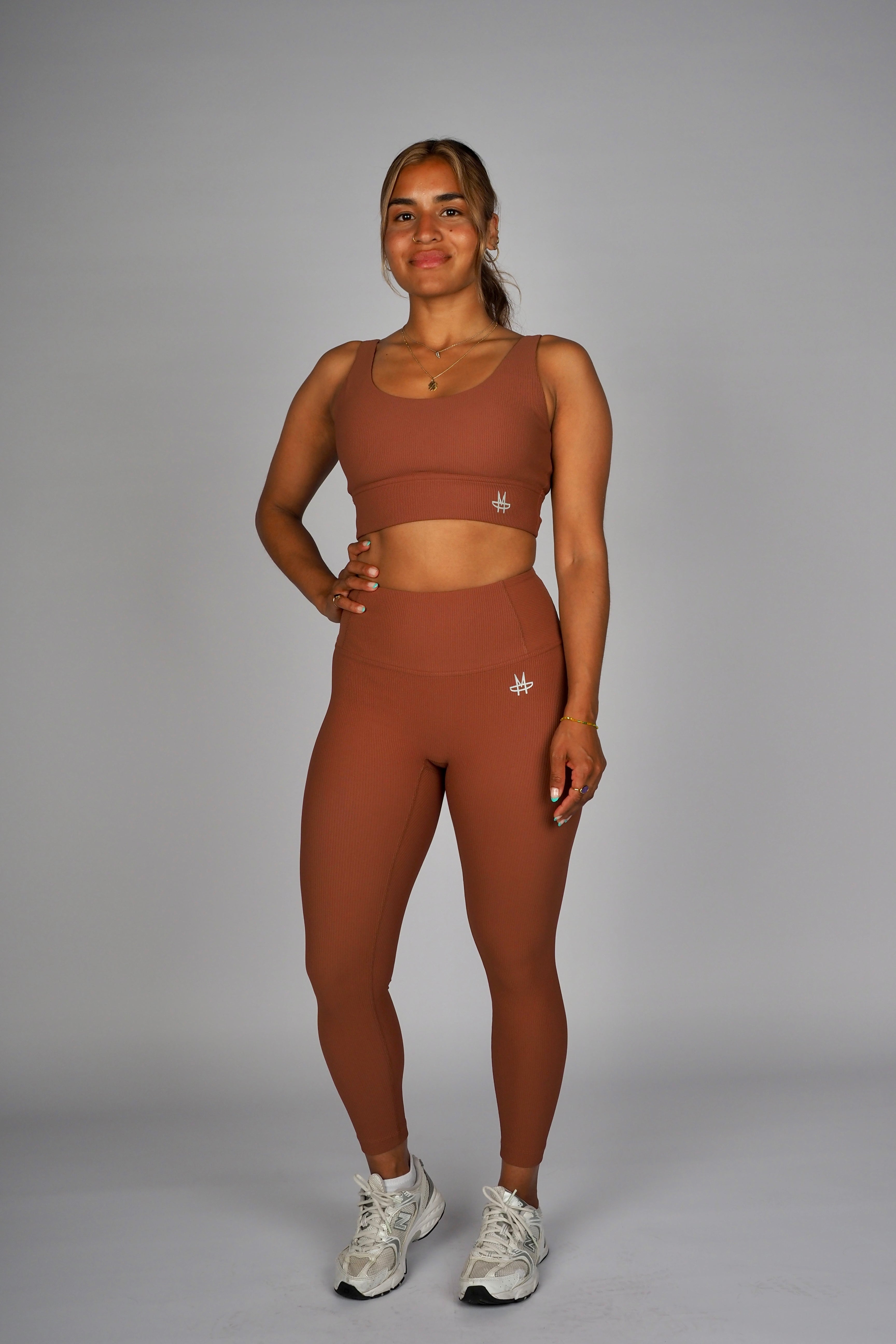 Ribbed Addiction Tights - Bronze Brown